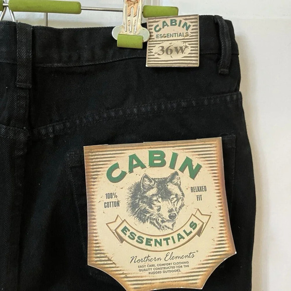 Vintage Deadstock Northern Elements Cabin Essentials Black Jeans Straight Leg Me - Picture 2 of 4